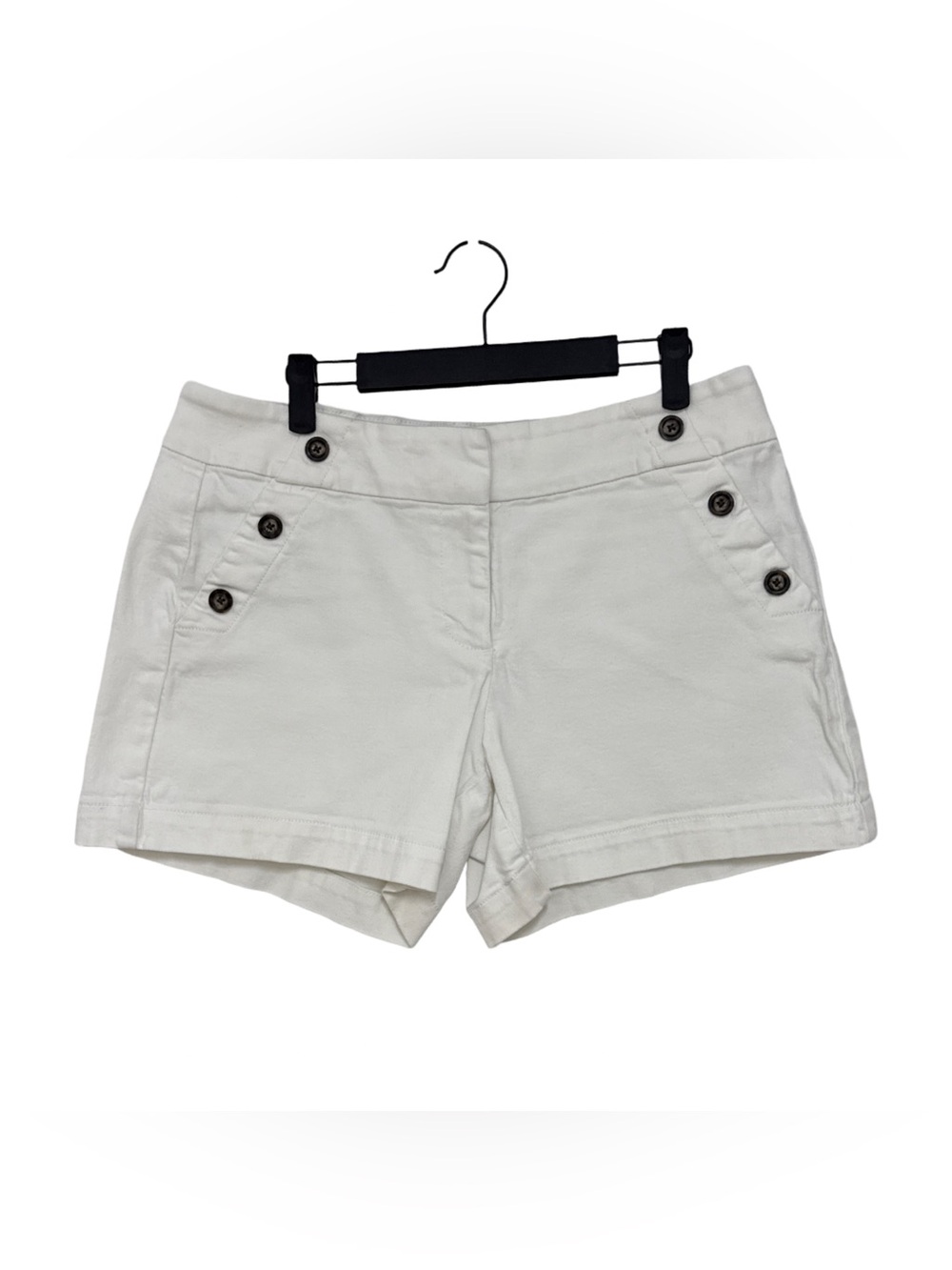White House Black Market White Sailor Button Jean Shorts Women’s 10